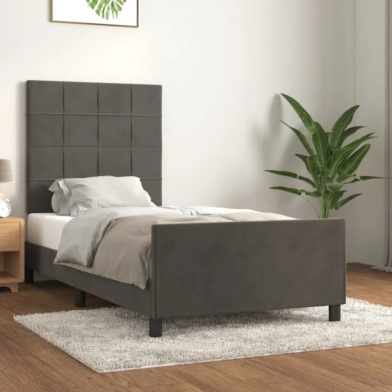vidaXL Sängram utan madrass mörkgrå 80×200 cm sammet (#2141)