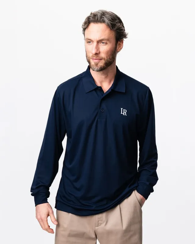 Long-Sleeve Performance Polo - Dark Navy - M