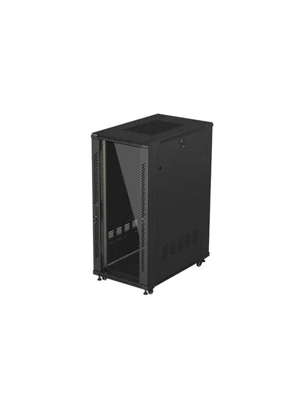 Lanberg FF01 series - rack - 600 x 1000 flat pack with glass door - 27U