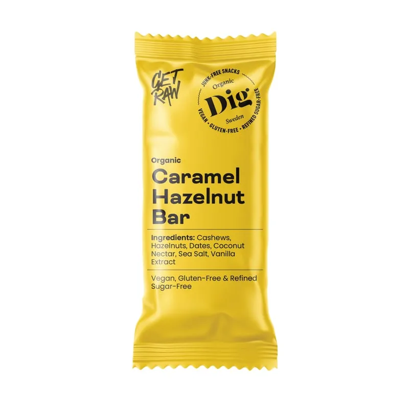 Bar GET RAW Caramel och Hazelnut 42g