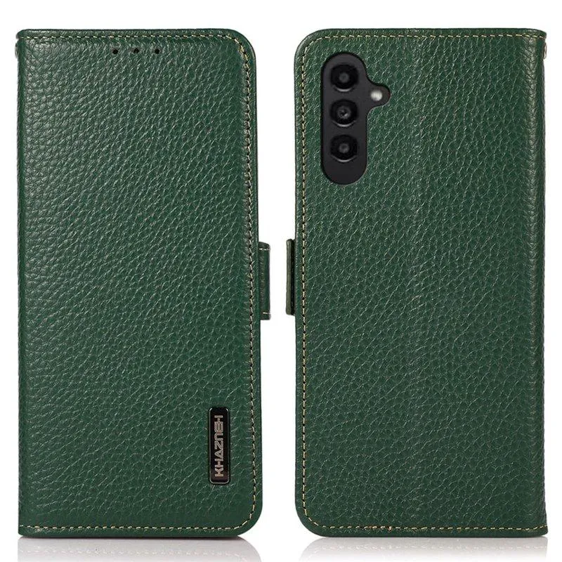 KHAZNEH Mobilfodral för Samsung Galaxy S26 Plus Äkta läder RFID – Grön