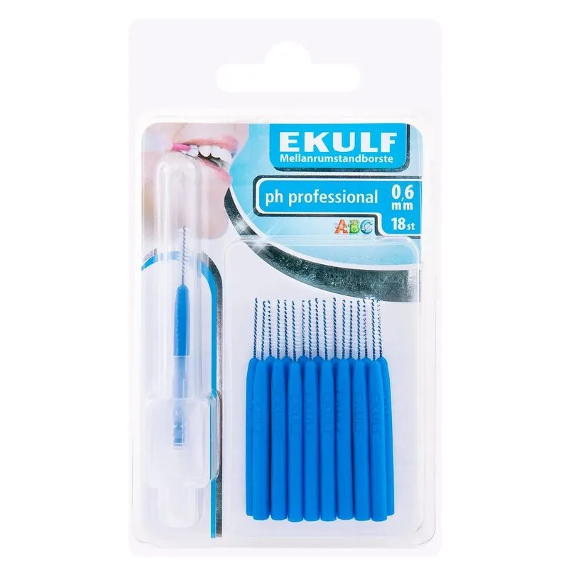 Ekulf Mellanrumsborste 0,6 mm Blå 18 st