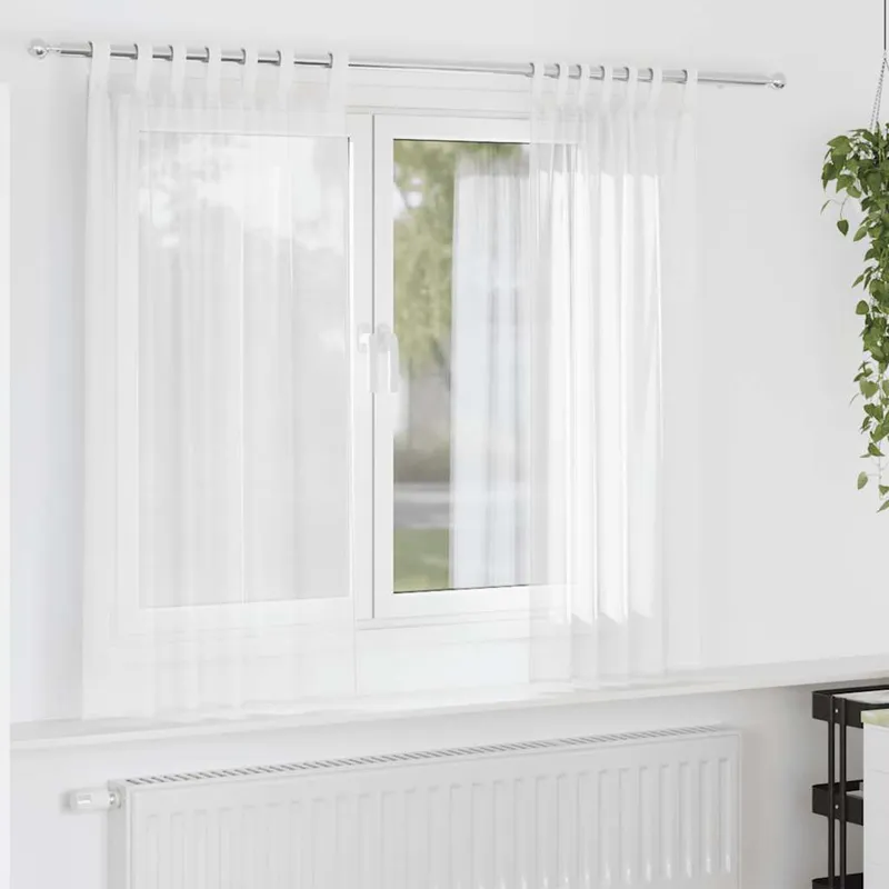 vidaXL Voile gardiner med öglor 2 st vit 140×175 cm
