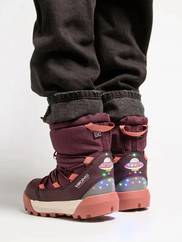 Viking Vinterkängor m. Ljus - Rymdskepp Varm SC WP - Plum/Rosa (#5197)