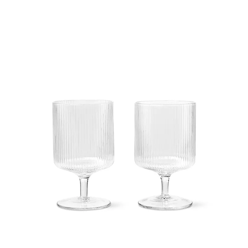 Ferm Living, Ripple Vinglas 2-pack – Clear