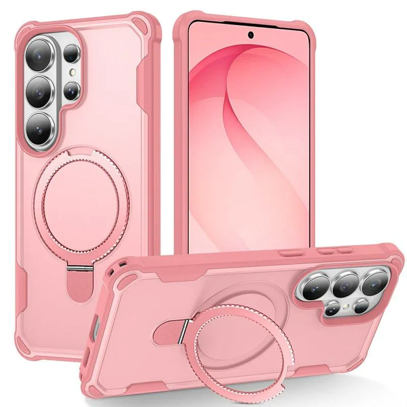 Mobilskal för Samsung Galaxy S26 Ultra Magnetiskt Kickstand TPU + PC – Rosa (#5933)