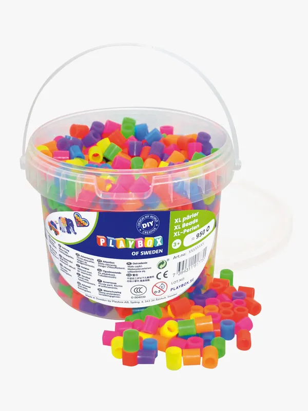 Playbox Rörpärlor XL Neon I Hink 950 St