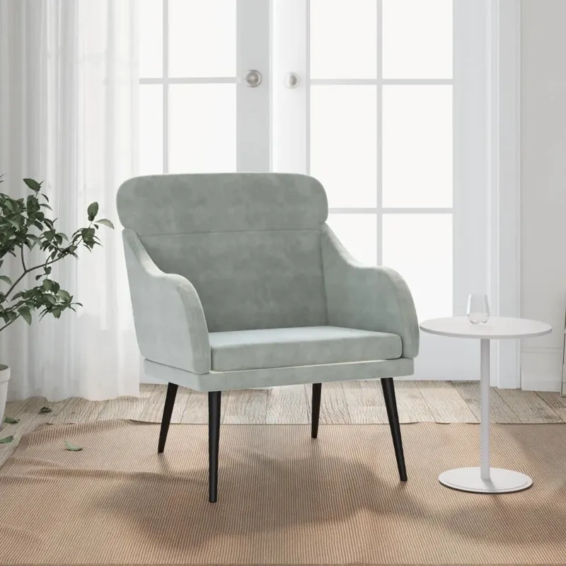 vidaXL Fåtölj Ljusgrå 63x76x80 cm sammet (#6421)