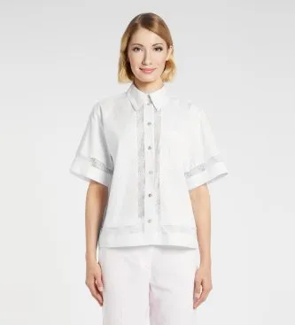 Marella för kvinnor. 2613111055200 Skjorta Mlmwhisky vit (40), Casual, Bomull, Kort ärm