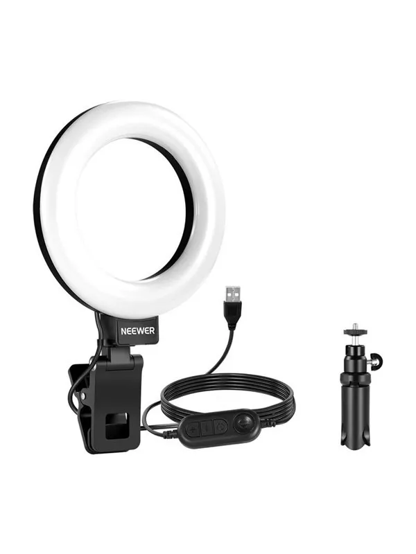 Neewer BR60 5″ Clip-On Ring Light with Desk Stand