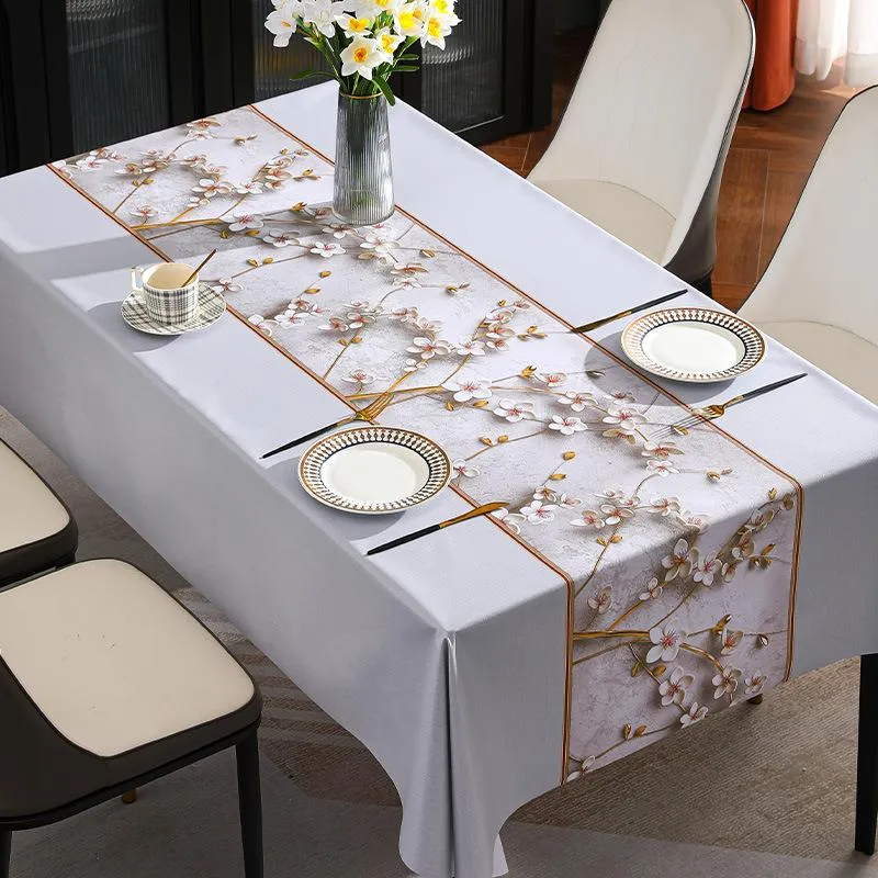 Vanntett og oljebestandig PVC-duk Ins Te Rektangulær Minimalistisk Blomsterduk 140*140cm (#3199)