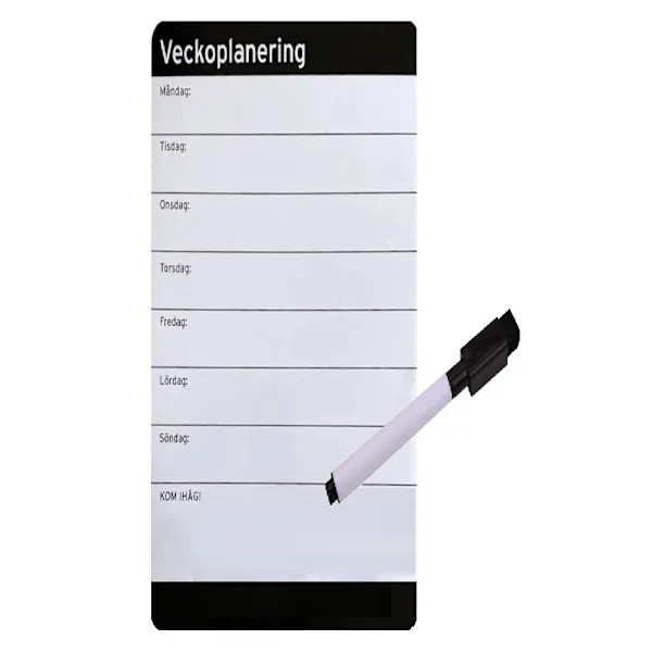 Magnetisk Whiteboard för Veckoplanering . Inkl. Whiteboardpenna m Sudd (#1633)