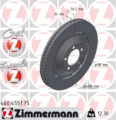 Bromsskiva ZIMMERMANN 460.4551.75