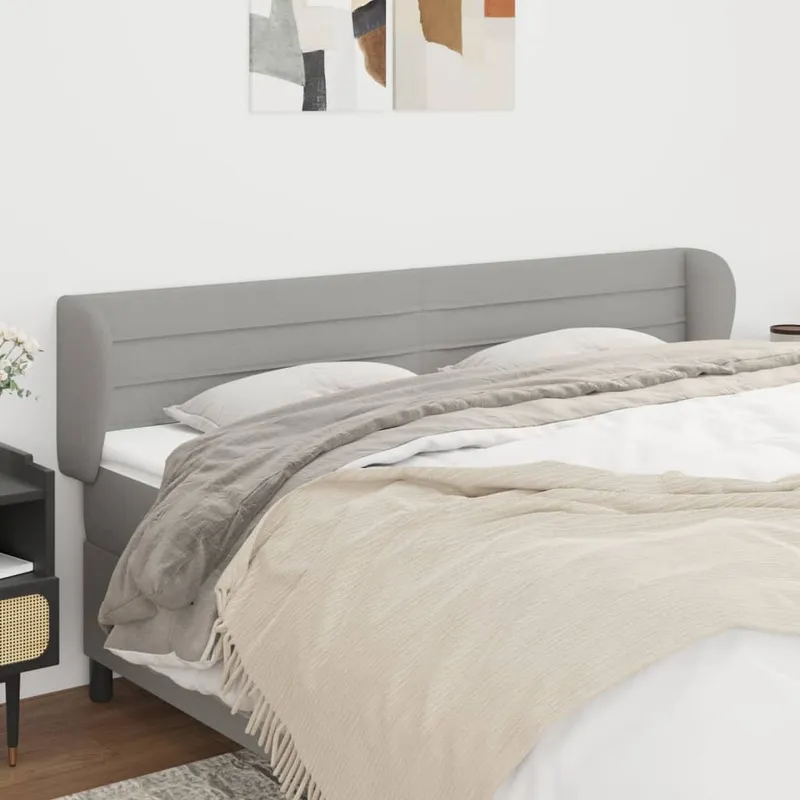vidaXL Sänggavel med kanter ljusgrå 183x23x78/88 cm tyg (#1620)