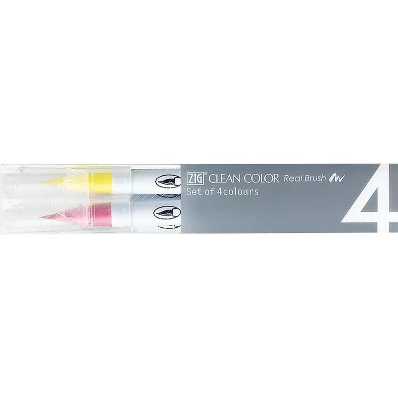 ZIG Clean Color Real Brush 4 Pennor i etui – Pop färger