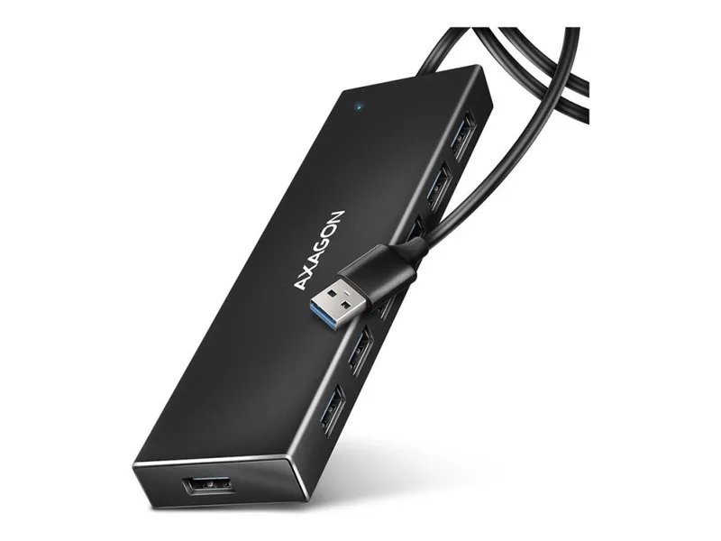 AXAGON SuperSpeed USB-A platt hub med 1 m kabel USB Hub - USB 3.2 - 7 porte - Svart