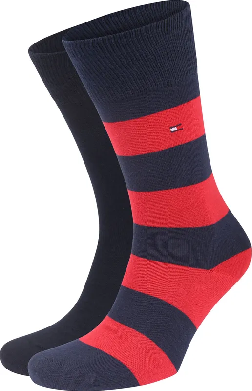 Tommy Hilfiger Strumpor 2P Men Rugby Sock Blå/Röd Strl 43/46 Herr