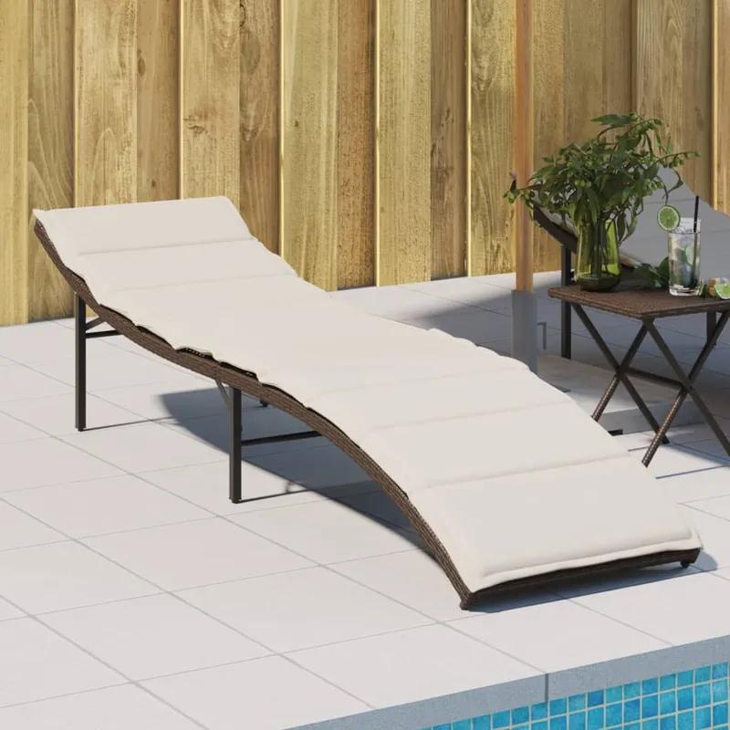 Vidaxl Solstol Med Kudde, Brun, 55X199X50 Cm, Polyrotting