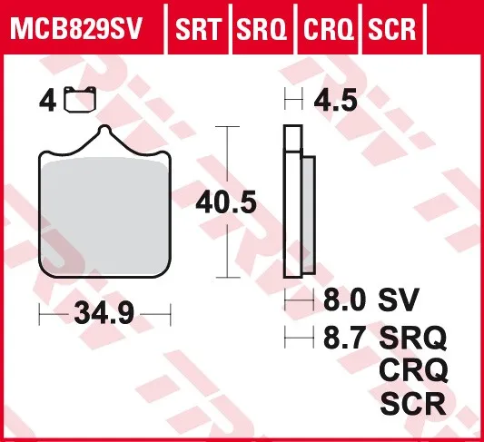 Bromsbelägg TRW MCB829SCR