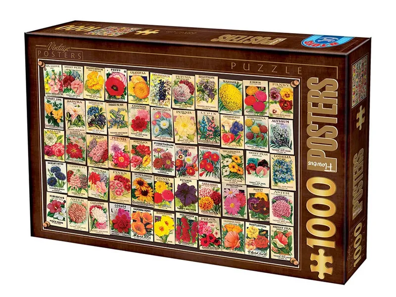 DToys Pussel – Vintage Kollage: Blommor 1000 bitar