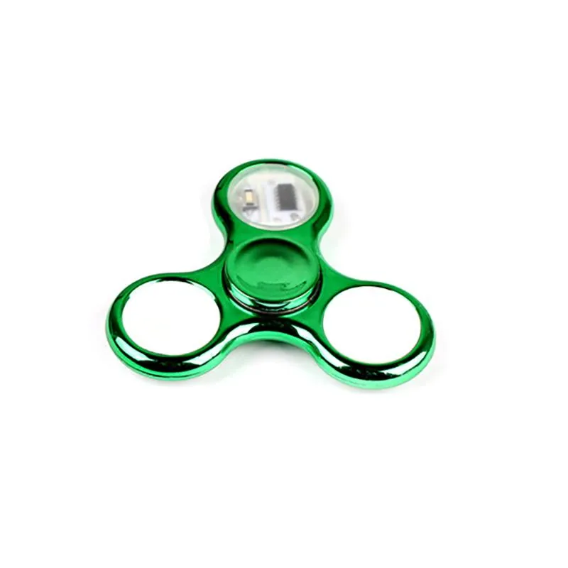 Star Shine Transparent Crystal LED Fidget Hand Spinner Stress Relief Toy Triangel Single Finger Gyro (#2826)