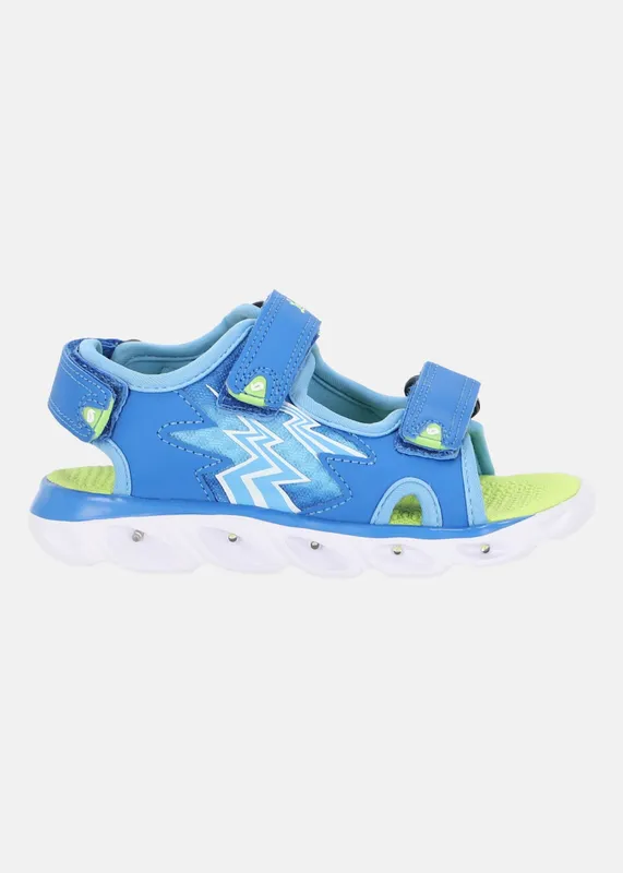 Leaf Filipstad Blinkande Sandaler, Blue/Lime, 27