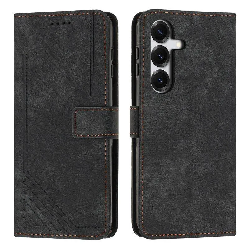 Mobilfodral för Samsung Galaxy S26 Plus Ställfunktion Konstläder – Svart (#3911)
