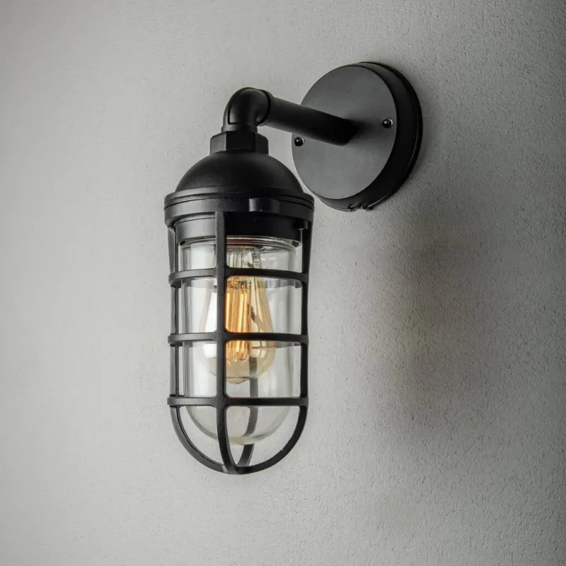 Olbia Vägglampa Svart E27 Glöd Klart glas