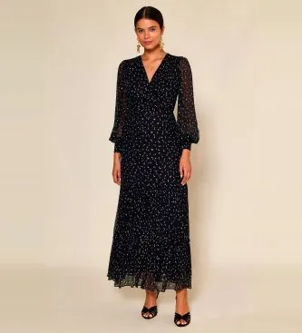 Rixo för kvinnor. 010.00066.424.06190 Elsie klänning marinblå (XS), Casual, Viskos, Lång ärm, Marino
