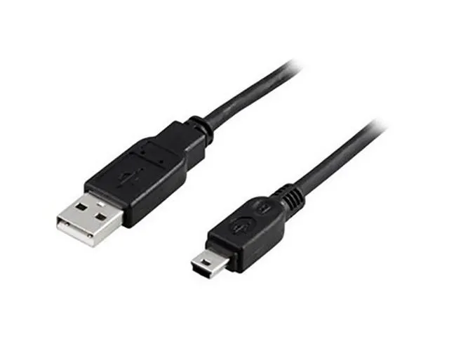 DELTACO USB 2.0-kabel Typ A ha - Typ Mini B ha, 2 m - Svart