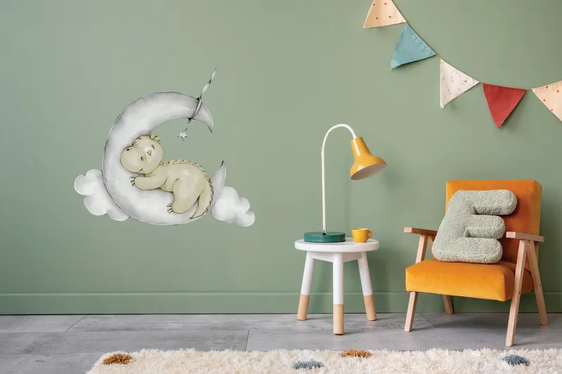 Väggdekor - Baby dinosaurie på månen