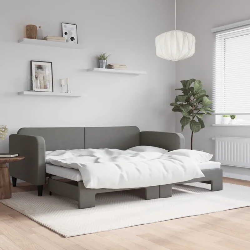 vidaXL Dagbädd utdragbar mörkgrå 90×200 cm tyg