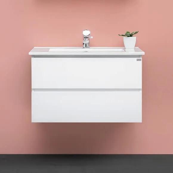 Tvättställsskåp 4AQUA Slim Med 2 Lådor & Grepplist (#6203)