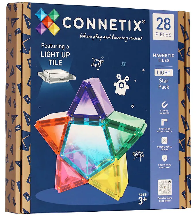 Connetix Magnetset m. Ljus – 28 Delar – Light Star Paket