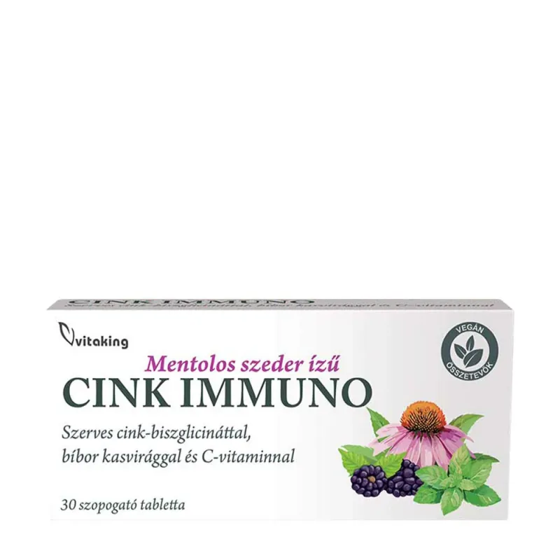 Vitaking - Zinc Immuno, 30 sugtabletter, björnbär med mentol