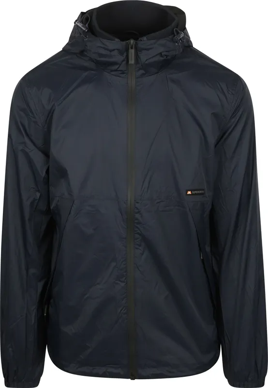 Superdry för män. M5012101A Windbreakerjacka med huva och marinblå logotyp (XL), Casual, Nylon, Hållbar, Marino