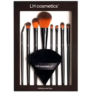 LH cosmetics Complete Makeup Application & Setting Kit Eyelash Curler, Tool Box, Sharpener, Sponge & Setting Spray 100ml