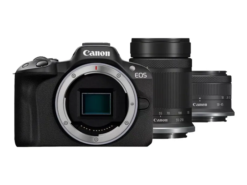 Canon EOS R50 + RF-S 18-45mm F4.5-6.3 IS STM + RF-S 55-210mm F5-7.1 IS STM - Black
