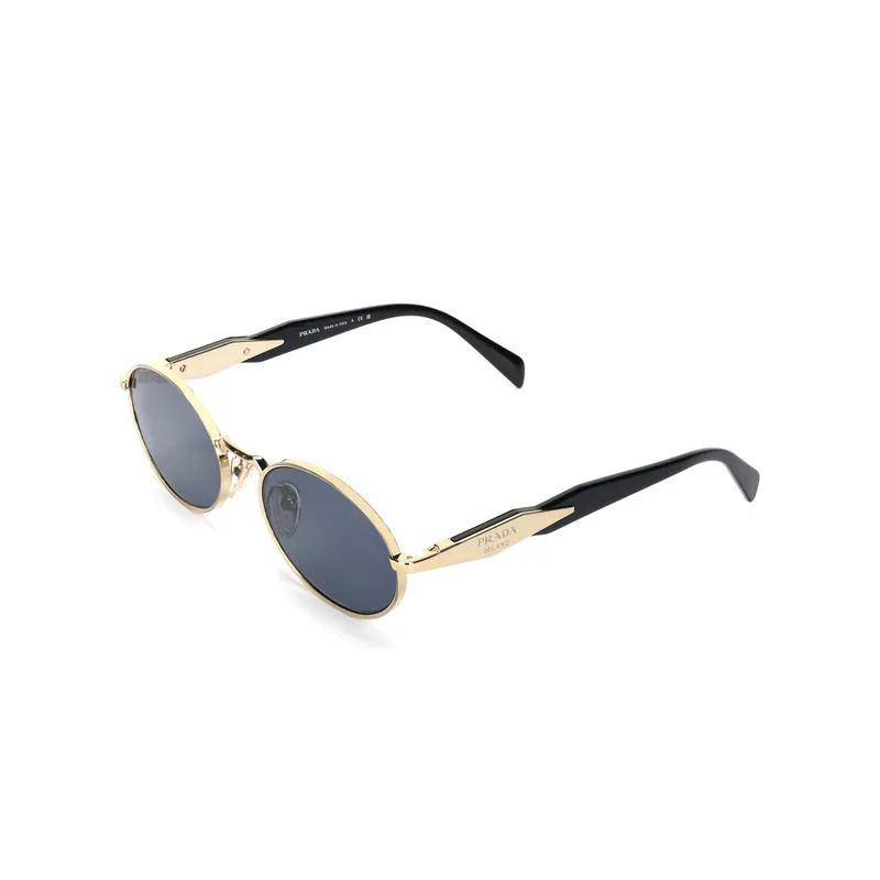 Prada Bokstavsdekor Ovala Solglasögon Dam Solglasögon Guld PR65ZSZVN09T Basic Packaging-Eyeglass Case+Box,55,Gold