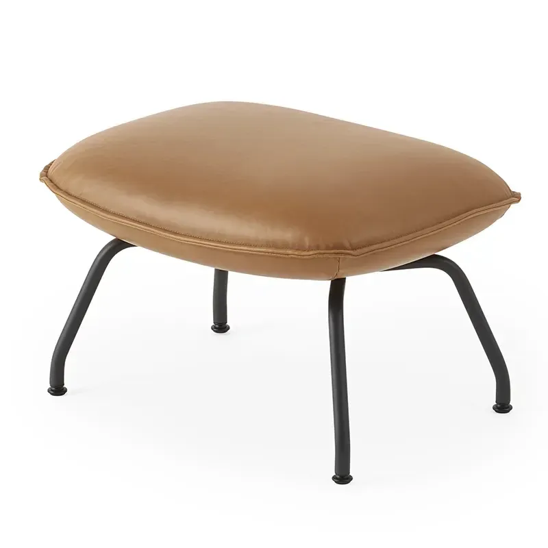 Muuto, Doze Ottoman Tube Base – Refine Leather Cognac Anthracite Black