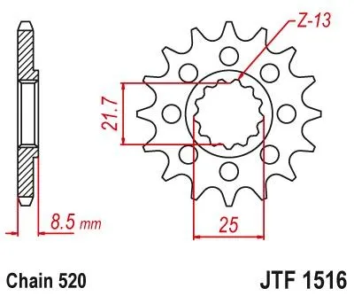 JTSPROCKETS JTF1516.17 Framdrev