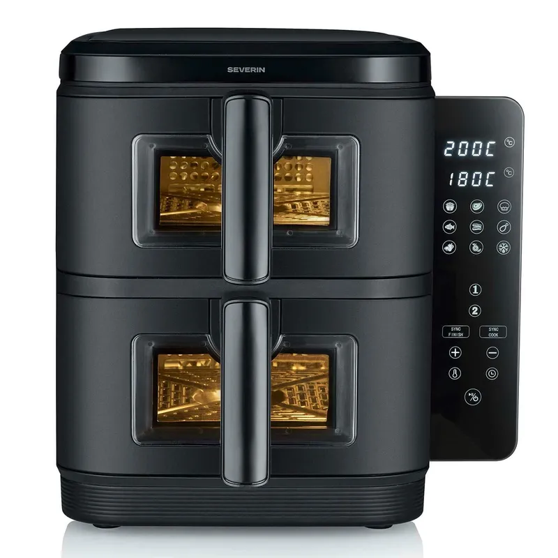Fritös utan olja – SEVERIN – AirFryer FR2468 – Kapacitet 11 L – Dubbel kammare – 9 program – Pekskärm – 2600 W