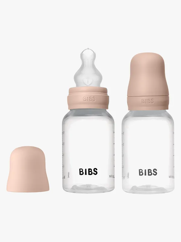 BIBS Baby Bottle Round Silicone Slow Flow Blush 150 ml 2-pack