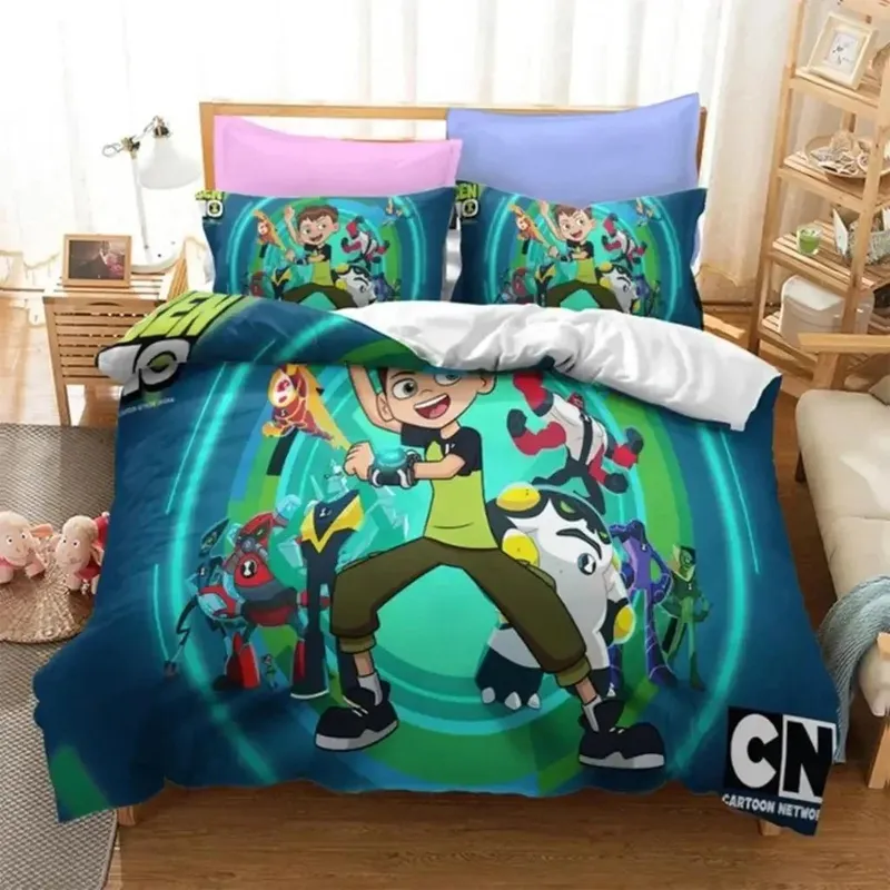 3D-trykk Ben Alien Force 10 Tenåringshacker Sengetøy Sett Gutter Jenter Twin Queen Size Dynetrekk Putetrekk Seng Barn Voksen 70x133cm 2pcs (#4510)