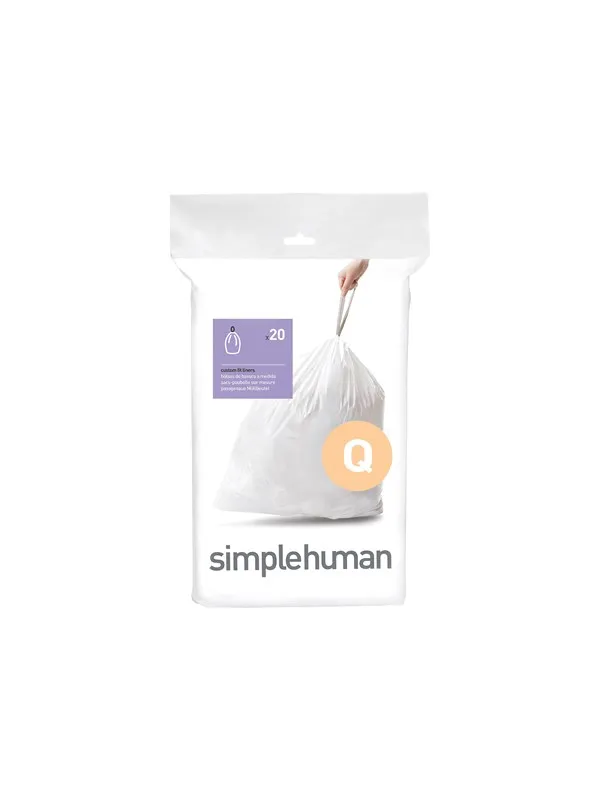 Simplehuman Kod Q skräddarsydda soppåsar, förpackning med 20, vit