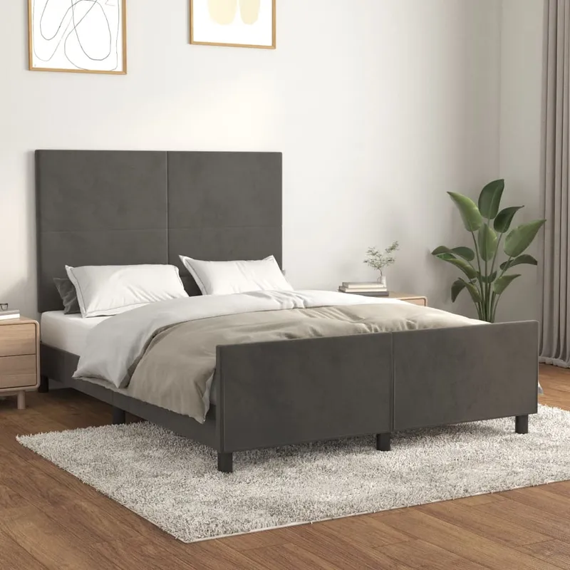 vidaXL Sängram utan madrass mörkgrå 140×200 cm sammet (#1304)