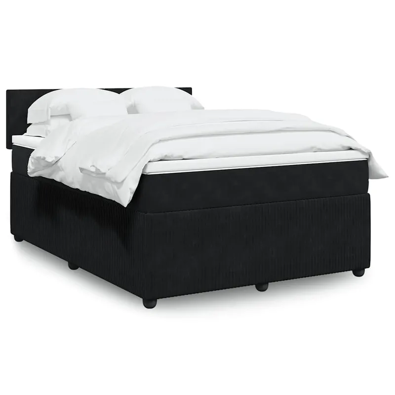 vidaXL Ramsäng med madrass svart 140×190 cm sammet (#9124)