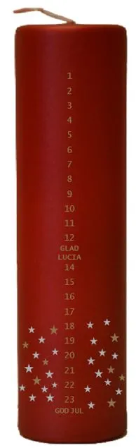 Kalenderljus lackad röd 50x250mm 70h