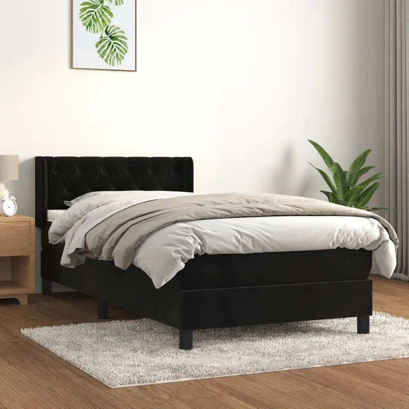 vidaXL Ramsäng med madrass svart 80×200 cm sammet (#8803)