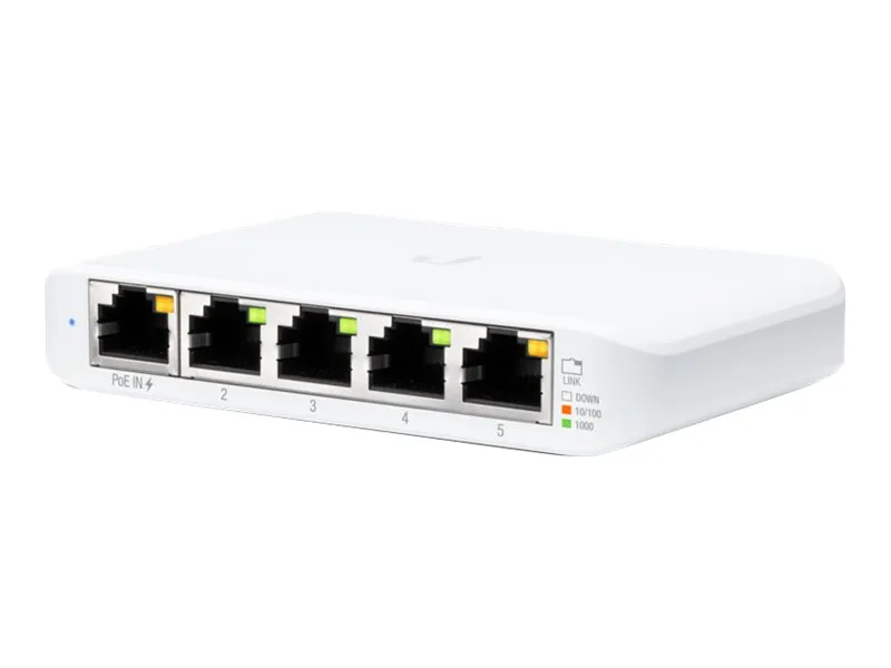 Ubiquiti UniFi USW-Flex-Mini hanterbar nätverksswitch, 5-portars Gigabit, PoE in